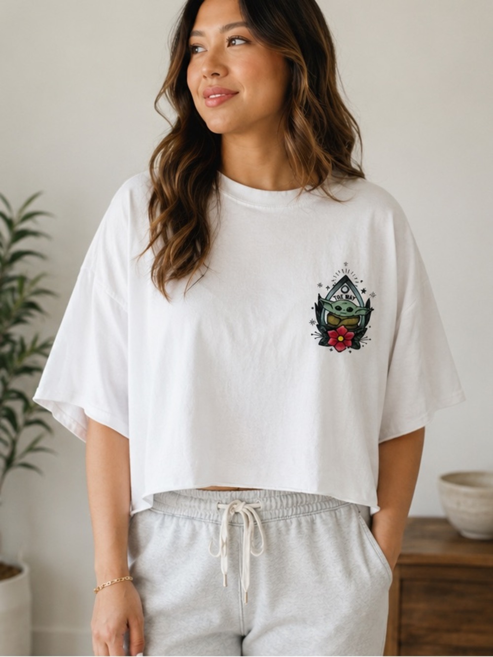Star Wars Cropped Grogu “The Way” Mandalorian Graphic Tee
